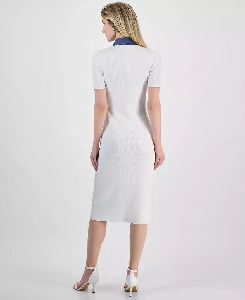 T Tahari Button Front Midi Dress